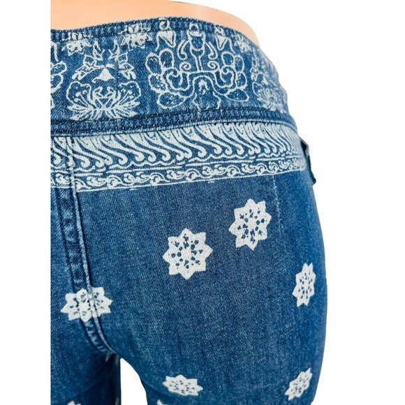 Free People Bohemian Printed Bell Bottom Flare Jeans - Picture 15 of 16